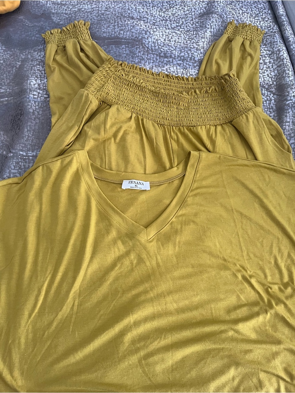 Zenana Mustard Smocked 2pc Set
